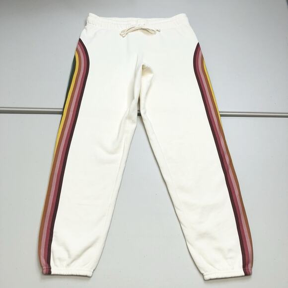 Marine Layer White Joggers with Multicolor Stripes - Picture 1 of 8